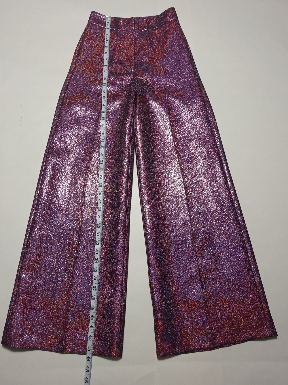 Antonio Melani X The Nat Note Sita Pink Holographic Jacquard Wide-Leg Pants Sz 0 - Picture 5 of 16